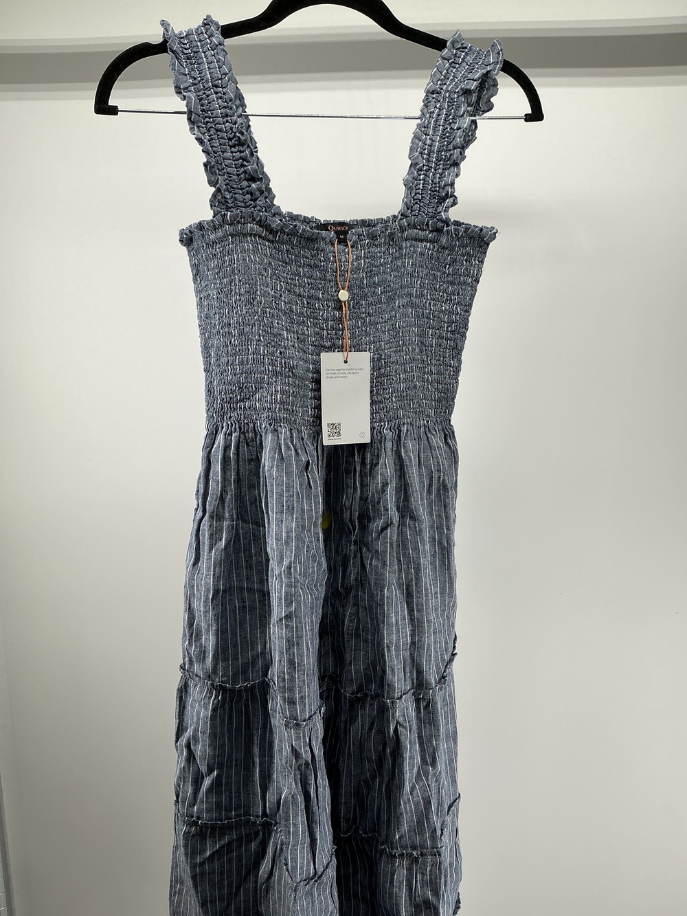 100% European Linen Smocked Midi Dress